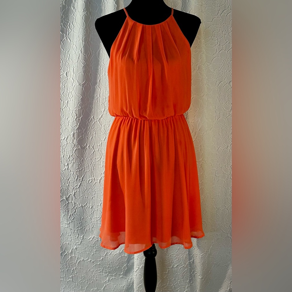 COPY - Lush Bright Orange Flowy Dress. NWT - Picture 1 of 8